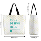 Customizable canvas tote bag with heart pattern, perfect for personalization and shopping, available at MyArtsyGift.com.