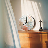 Modern Coral Ocean MDF Wall Clock, round decorative clock for living room, kitchen, or office decor, featuring ocean theme.