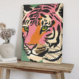 Modern Tiger Wall Art Canvas Painting for Living Room Decor, Colorful Abstract Design