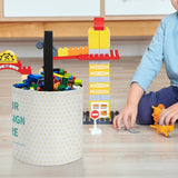 Personalized toy storage bag with heart design for kids. Building blocks and construction toy.
