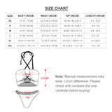Custom Swimsuit Size Chart: Bust, Waist, Hip, Length measurements for personalized beachwear. Find your perfect fit!