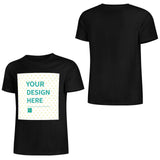 Customizable black cotton t-shirt with 'YOUR DESIGN HERE' text, perfect for personalized gifts, Unisex style.