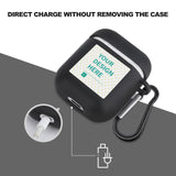 Black custom AirPods case with direct charging, personalized design, and keychain for Airpods 1 & 2
