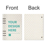 Customizable loose-leaf notebook with heart pattern. Perfect for note-taking, school, or office. 'YOUR DESIGN HERE' design