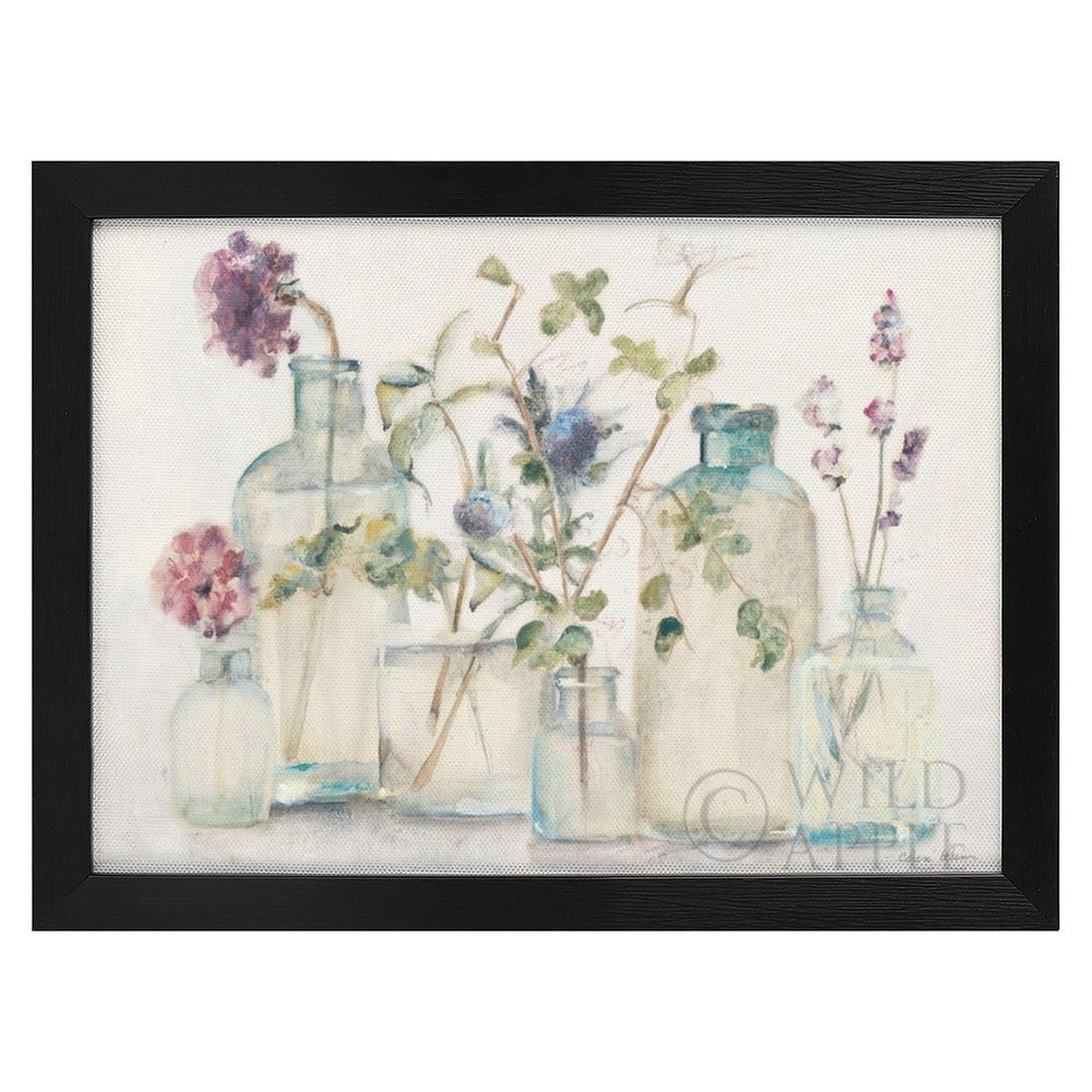 Floral canvas print with a black frame, watercolor art, Wild Attee print, ideal home decor gift.