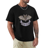 Men's black short sleeve t-shirt with Bat or Cat design