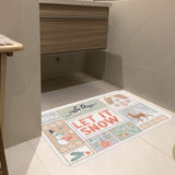 Frosty white 'LET IT SNOW' rubber doormat for indoor/outdoor use, winter-themed, decorative entrance mat, floor mat