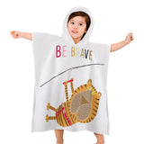 Baby hooded towel with tiger design, BE BRAVE text, perfect for bath and beach