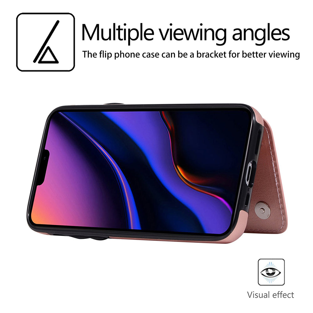 Brown iPhone 11 Pro flip case with multiple viewing angles, bracket design for better viewing experience, visual effect