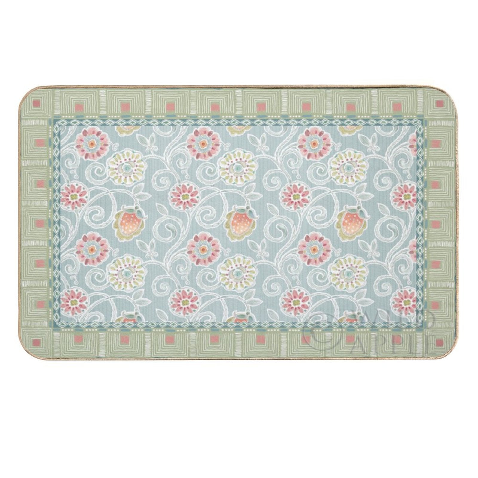 Desert Beauties floral design door mat for bedroom. Washable, non-slip, made in USA.