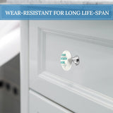 Custom drawer pull with "OUR DESIGN HERE" design, stainless steel, wear-resistant for long life-span, on white cabinet