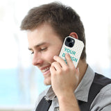 Custom iPhone 14 case with YOUR DESIGN, fiber leather material, anti-scratch cover, perfect gift for iPhone 14 series users.