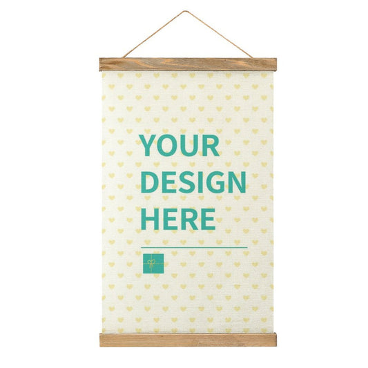 Custom Hanging Poster with YOUR DESIGN HERE text, canvas material, wooden frame for MyArtsyGift