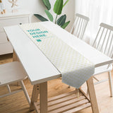 Custom table runner with "YOUR DESIGN HERE" design, great for parties and weddings. Made of short plush material.