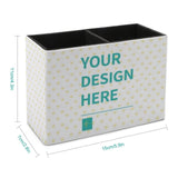 Custom PU leather pen holder with 'YOUR DESIGN HERE' design for office and school supplies.