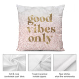 Good Vibes Only plush pillow cover with soft plush material, perfect for sofa, couch, and living room decor.