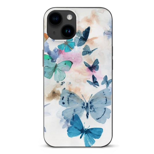 iPhone 15 phone case featuring watercolor butterflies art, anti-slip, shockproof