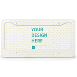Customizable license plate with Your Design Here text and heart pattern; perfect for gifts.
