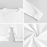 White newborn baby long sleeve romper. Soft cotton bodysuit with button closure. MyArtsyGift baby clothing