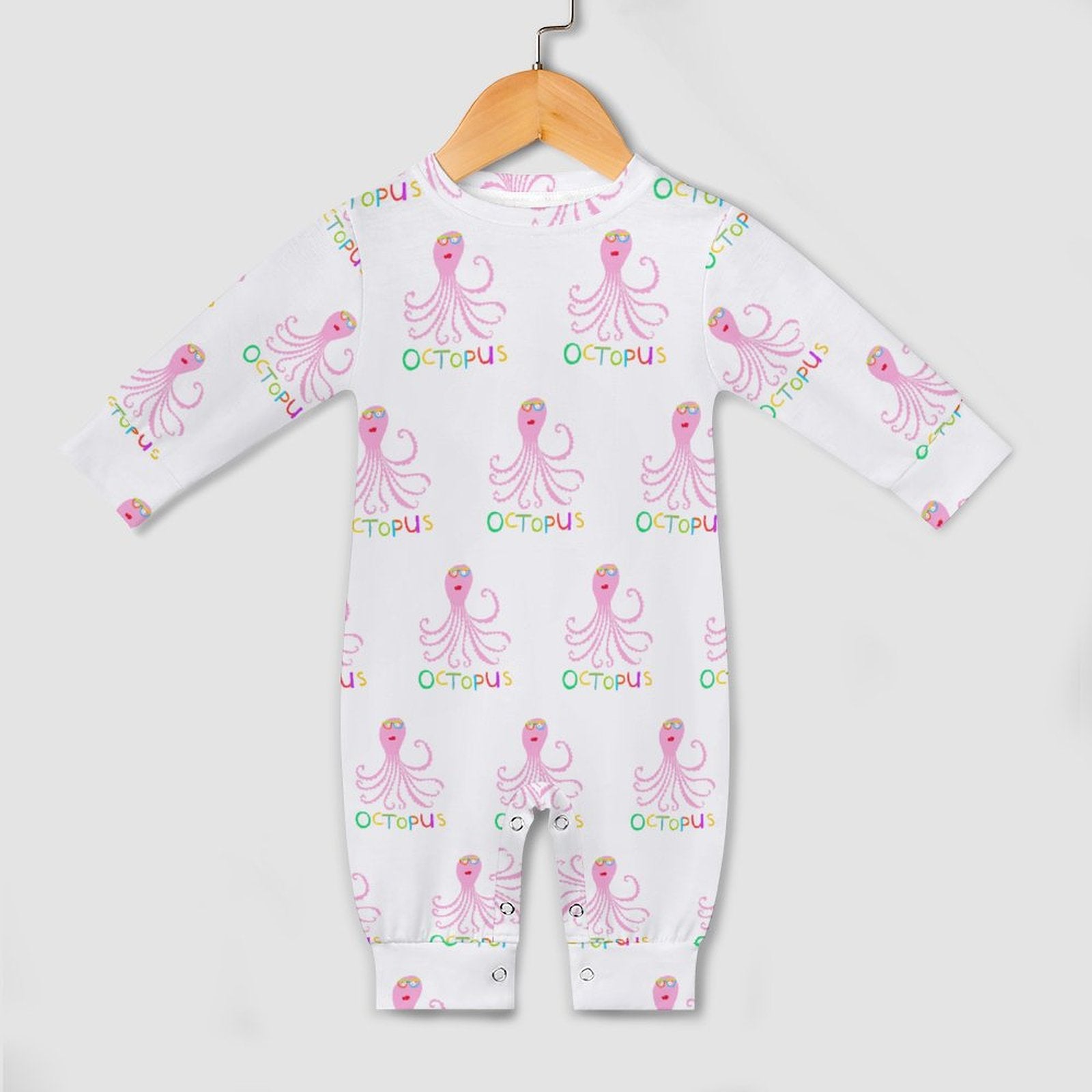 MyArtsyGift baby romper with octopus pattern, soft cotton, long-sleeved baby jumpsuit, custom baby clothes