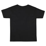 Black youth t-shirt back, cotton fabric, customizable design, perfect for kids.