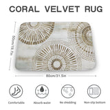 Coral velvet bathroom rug with mandala design, non-slip, absorbent, and no shedding, 80cm x 50cm.