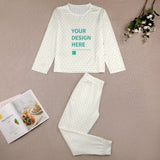 Customizable toddler boys pajamas set with heart patterns, design text, and soft fabric, MyArtsyGift