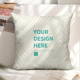 Customizable linen pillow case with 'YOUR DESIGN HERE', ideal for living room decor, personalized gifts