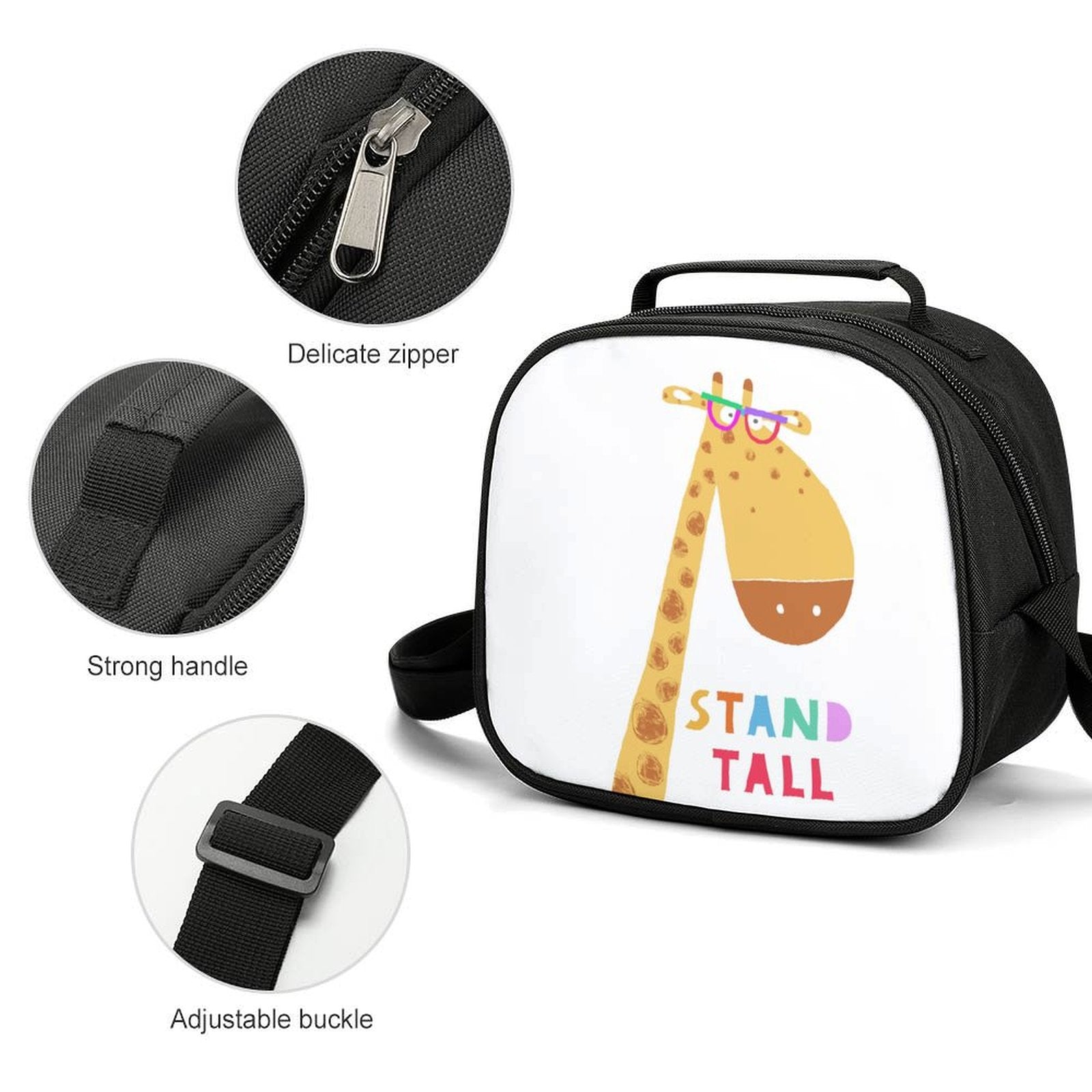 MyArtsyGift Kids Lunch Bag with Giraffe Design - Stand Tall, Durable and lightweight