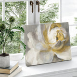 Abstract Rose Gold Canvas Print featuring white and gold flower wall decor