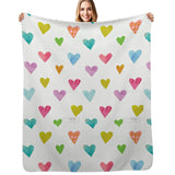 MyArtsyGift colorful hearts fleece blanket, soft, cozy for bed, sofa, and travel by Wild Apple