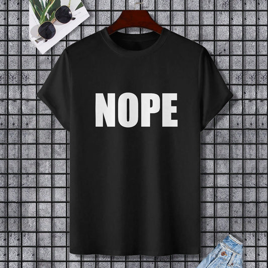 Black Gildan unisex "NOPE" t-shirt. Comfortable cotton tee for casual wear and self-expression.