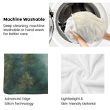 Misty Forest Flannel Blanket: Machine washable, lightweight, and skin-friendly material with forest print.