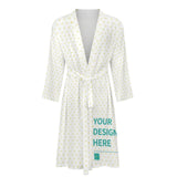 Personalized spa bathrobe, white with heart pattern and custom design, plush spa bathrobe for women and men