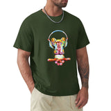 Men's dark green short sleeve t-shirt with colorful frog art design, classic tee, MyArtsyGift