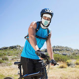Customizable balaclava face mask for men, sun protection while biking. Features 'YOUR DESIGN HERE' text