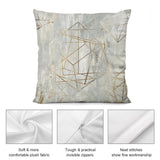 Geometric gold plush pillow cover. Soft, comfy, durable, and stylish. Features invisible zipper and neat stitching.