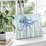 Undersea Octopus Canvas Print, Blue octopus art print, Made in USA, for home decor