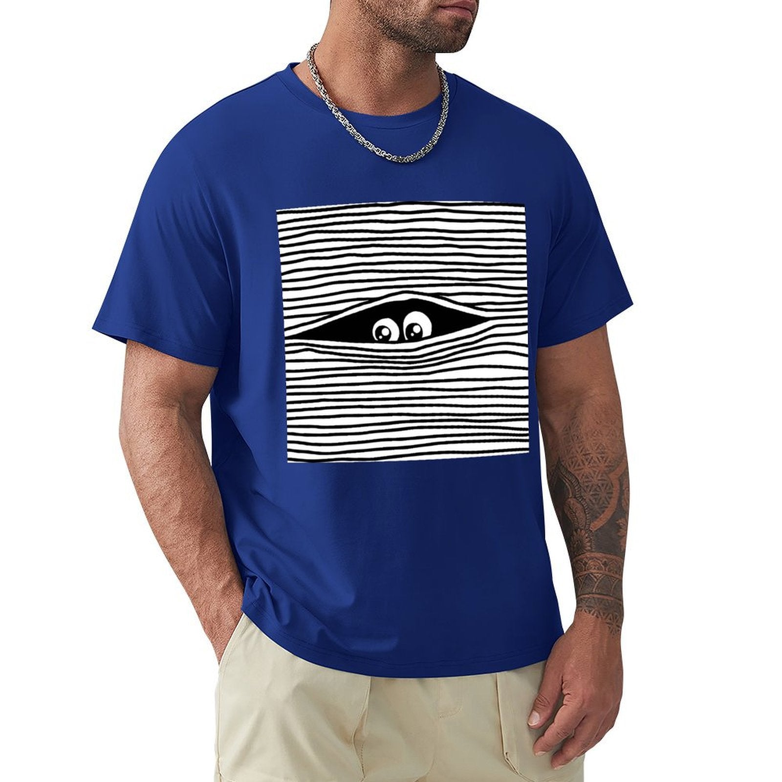 Blue eye graphic men's crew neck t-shirt. Comfortable cotton tee for MyArtsyGift.