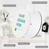 Personalized wooden wall clock with 'YOUR DESIGN HERE' design, silent movement, perfect for home decor and gifting.