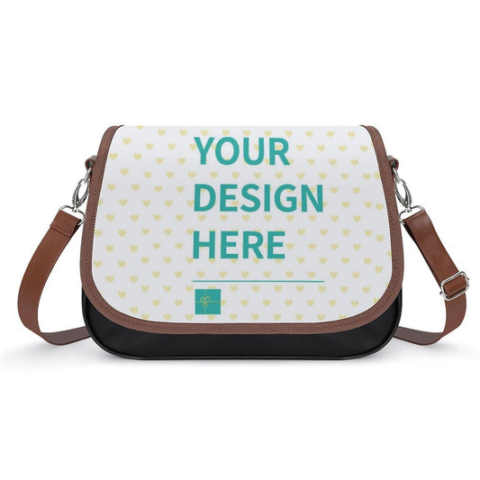 Customizable crossbody bag for women with the text "YOUR DESIGN HERE", PU leather small shoulder bag