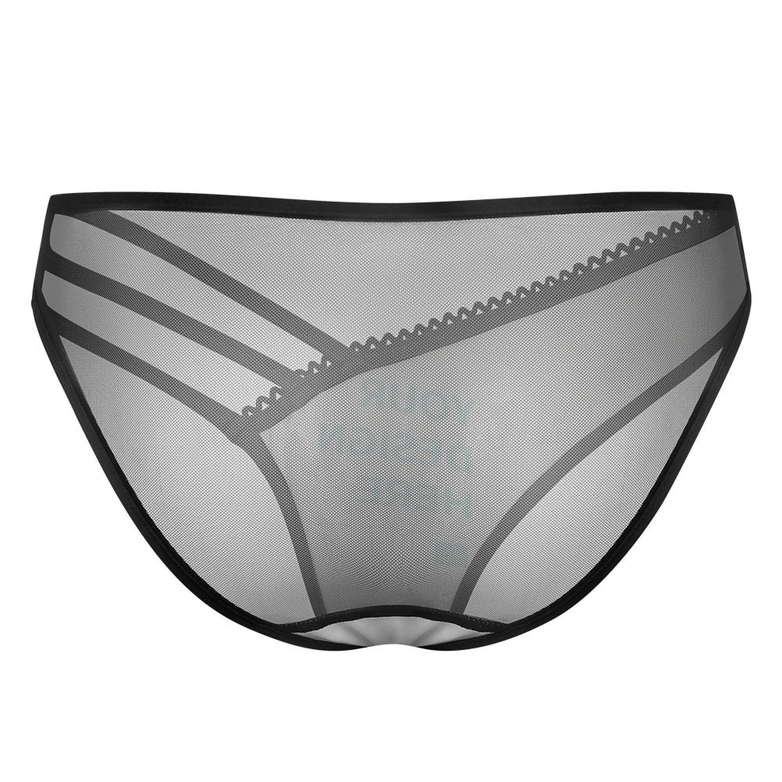 Black mesh women's underwear with black trim, sexy and comfortable panties, perfect for MyArtsyGift customers.