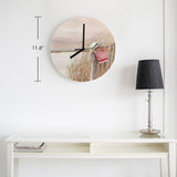 Beach scene MDF wall clock for living room decor, round, wooden clock, 11.6 inch size