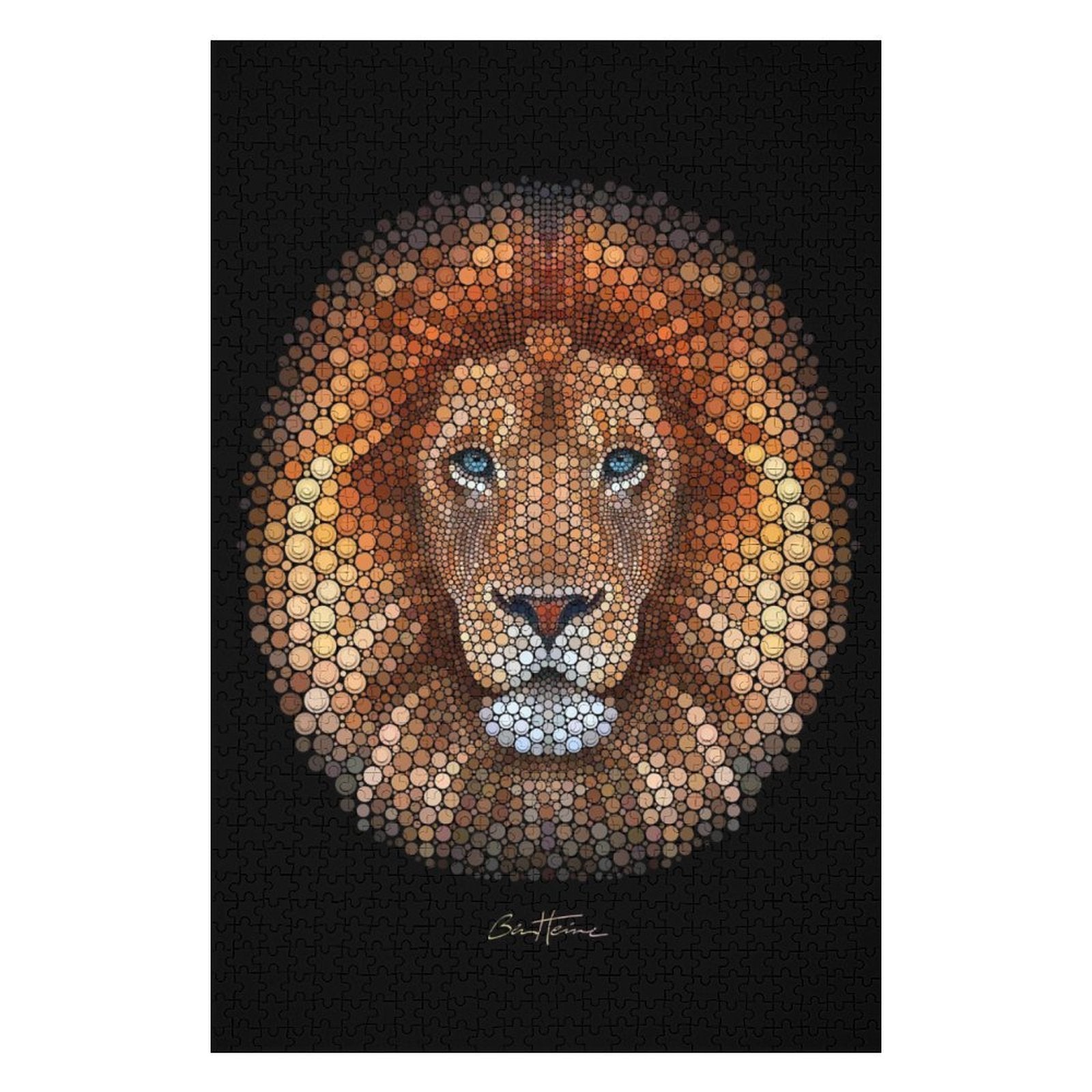 1000-piece wooden jigsaw puzzle of a lion face, family game night gift, designed by Gittime