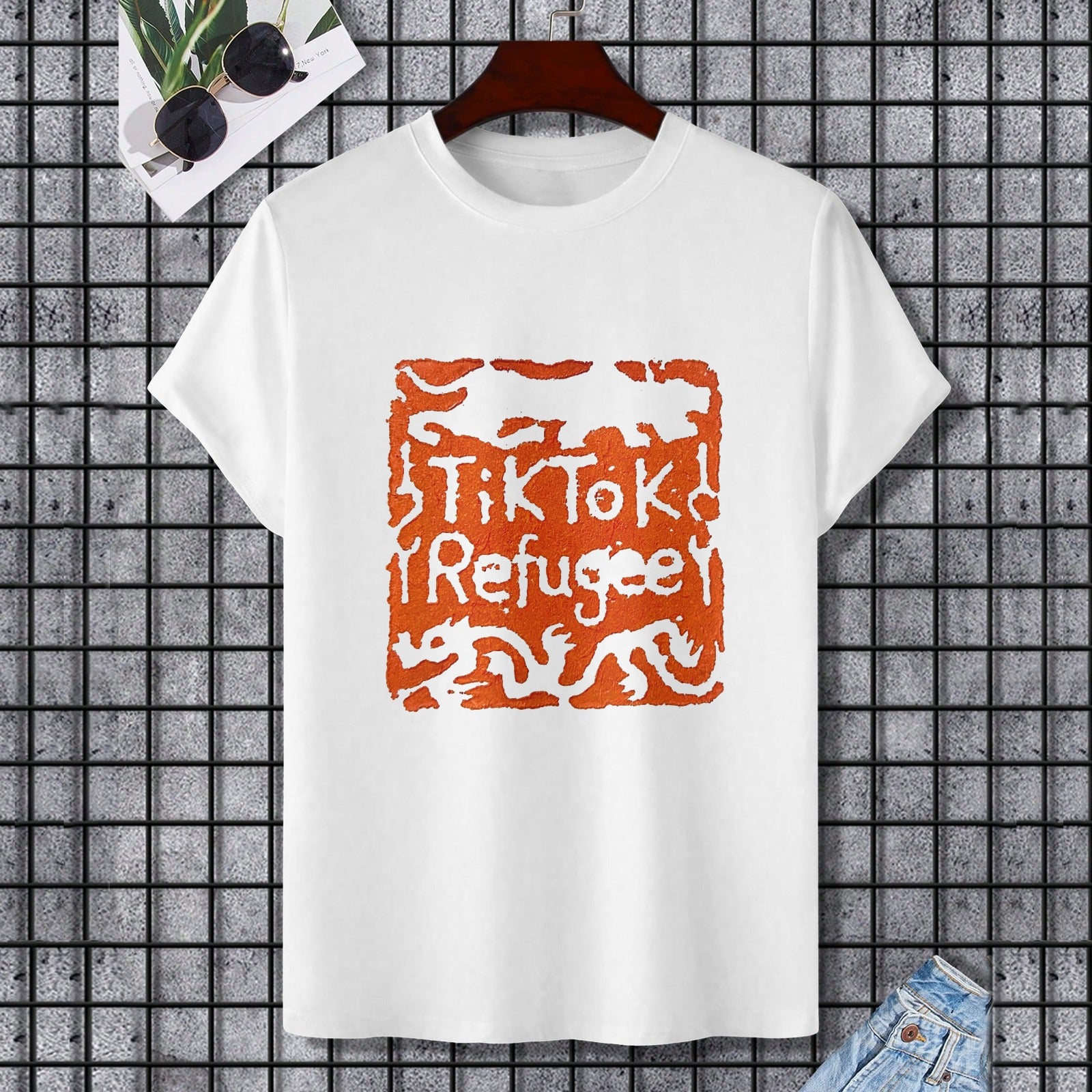 White Gildan unisex T-shirt with TikTok Refugee design.