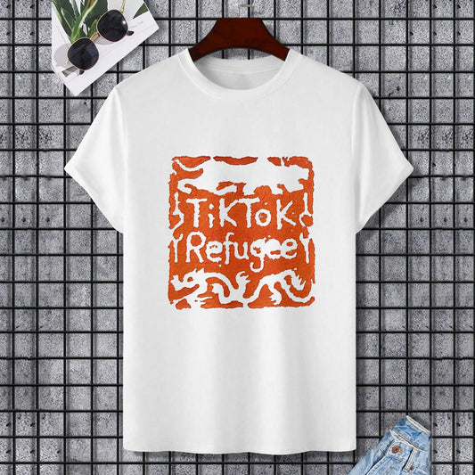 White Gildan unisex T-shirt with TikTok Refugee design.