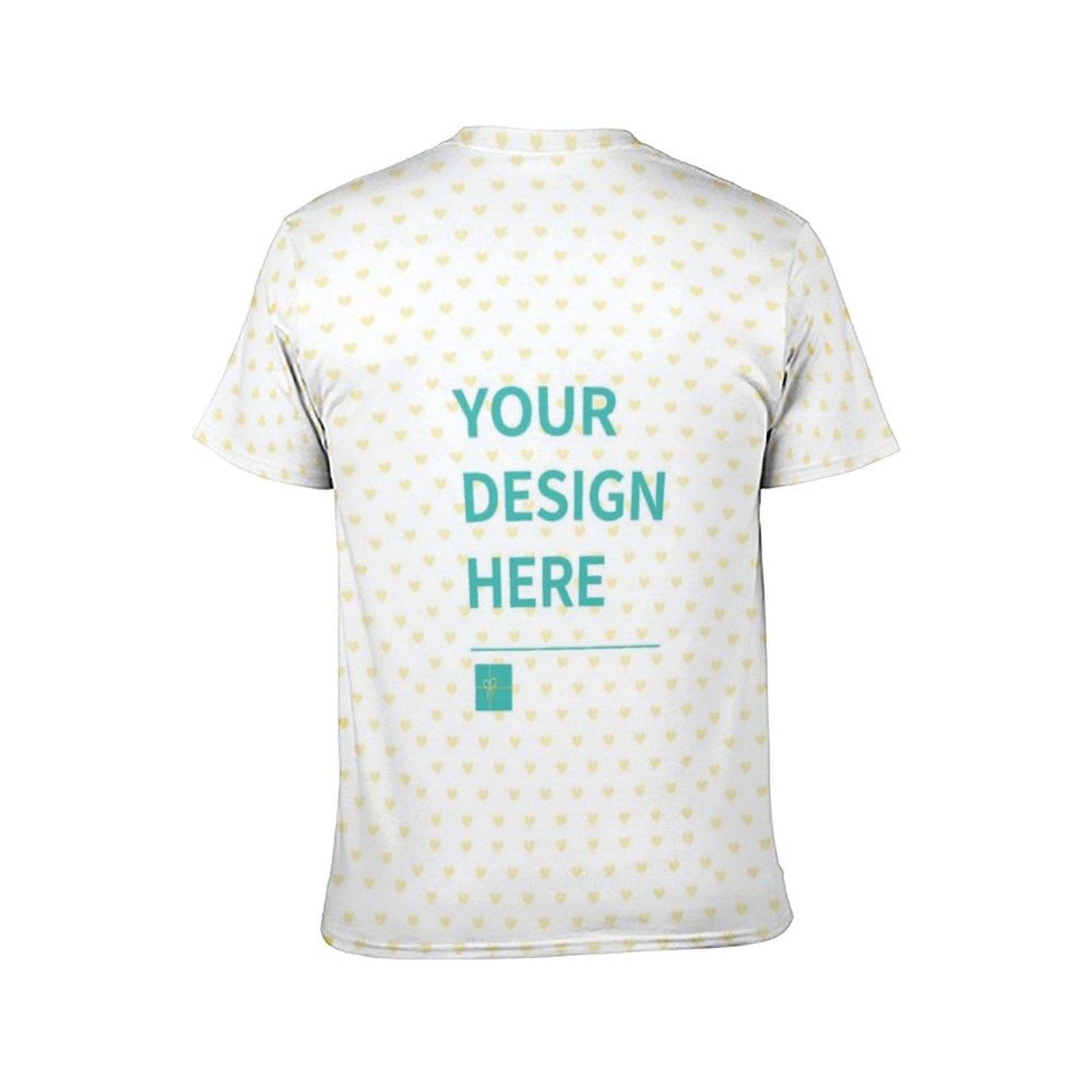 Custom men's short-sleeve t-shirt with 'YOUR DESIGN HERE' design, MyArtsyGift