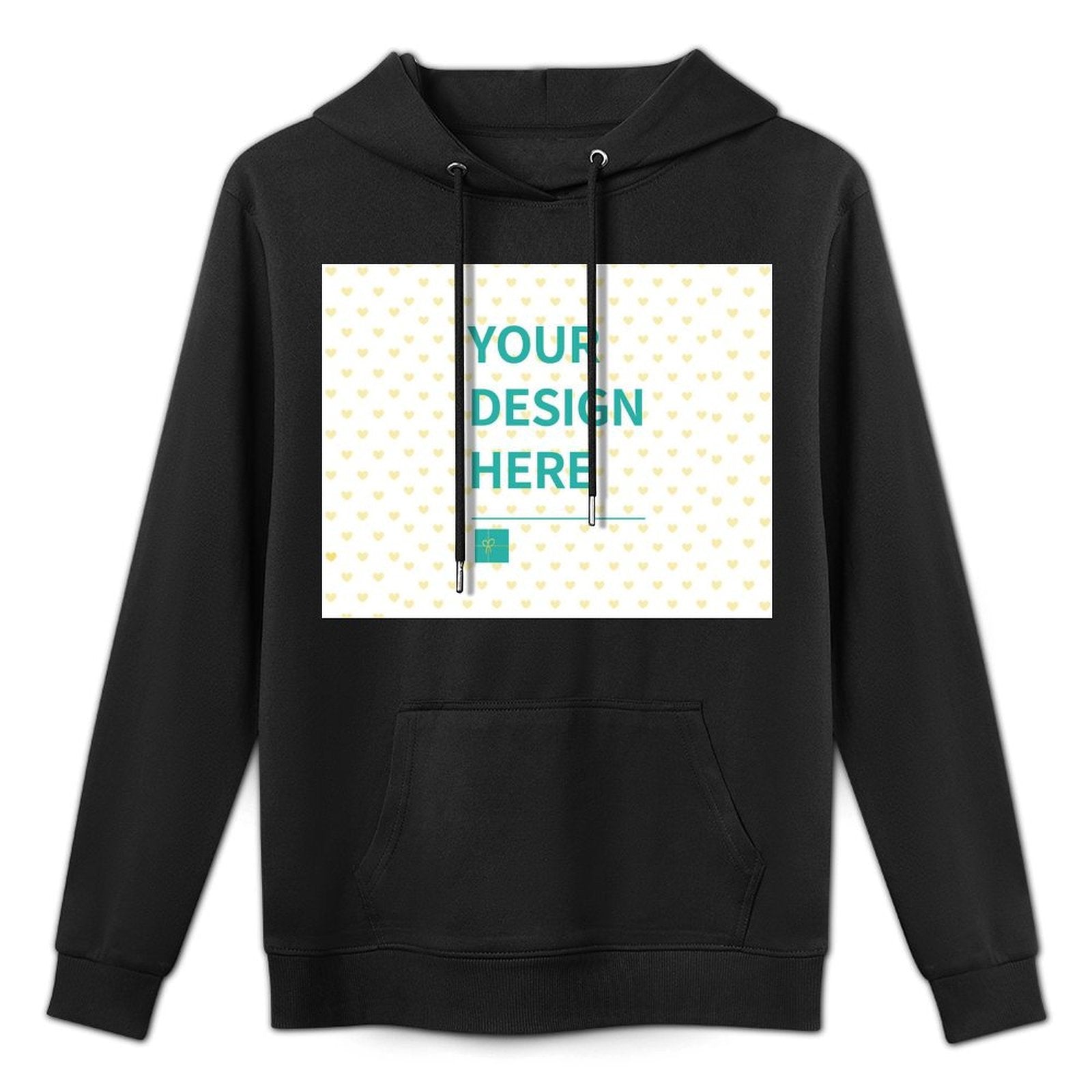 Men's black sweatshirt with customizable design area, personalized clothing from MyArtsyGift