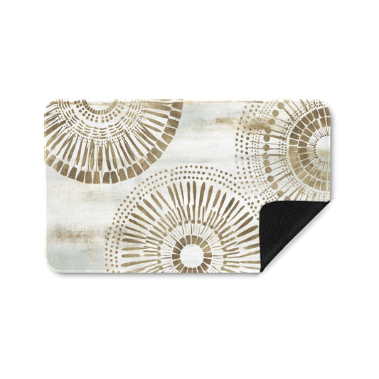 EZ487-A-36x24 Doormat with golden abstract art design. Perfect for home decor and personalized gifts.