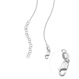 Silver water drop necklace chain detail, showing clasp and extension rings, custom anniversary gift